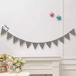 ScotsTee Shop Scottish McPhee B&W Modern Tartan Triangle Flags Tartan Bunting, Pennants (12pcs)