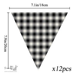 ScotsTee Shop Scottish McPhee B&W Modern Tartan Triangle Flags Tartan Bunting, Pennants (12pcs)