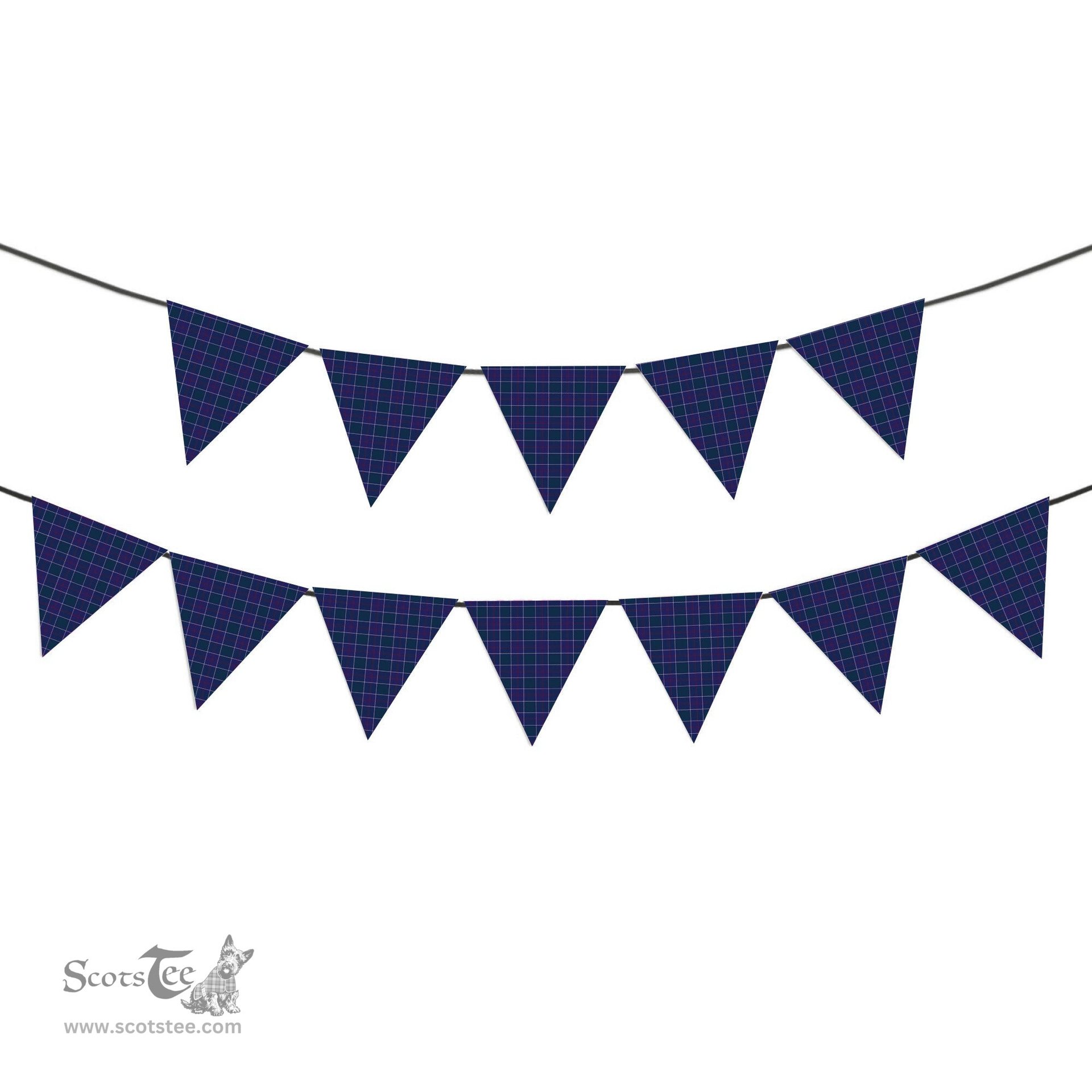 ScotsTee Shop Scottish Navy US Edzell Tartan Triangle Flags Tartan Bunting, Pennants (12pcs)
