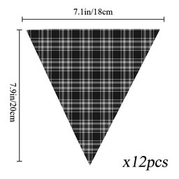 ScotsTee Shop Scottish Stewart Black and White Tartan Triangle Flags Tartan Bunting, Pennants (12pcs)