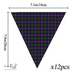 ScotsTee Shop Scottish MacRae Hunting 1 Tartan Triangle Flags Tartan Bunting, Pennants (12pcs)