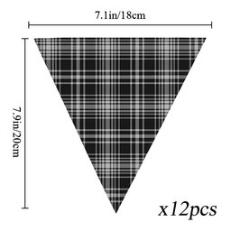 ScotsTee Shop Scottish MacLean Black and White Tartan Triangle Flags Tartan Bunting, Pennants (12pcs)