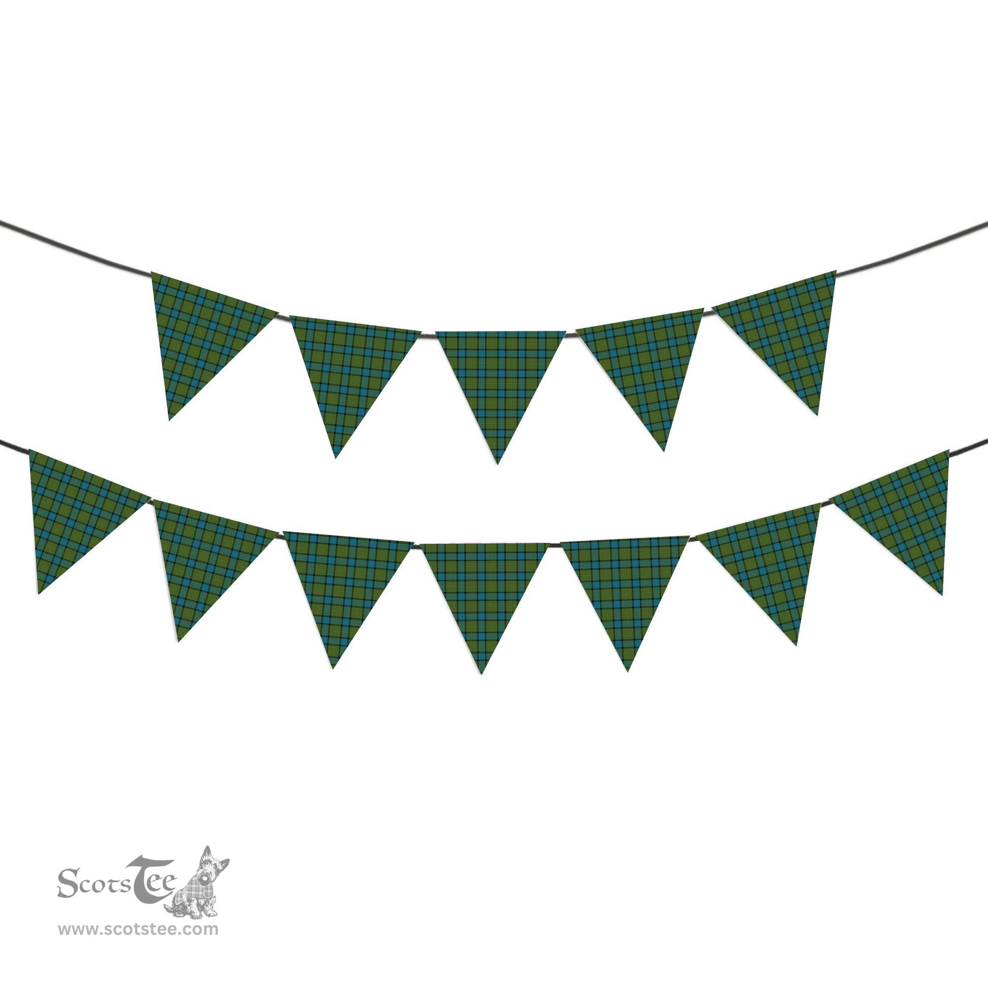 ScotsTee Shop Scottish Muir Ancient Tartan Triangle Flags Tartan Bunting, Pennants (12pcs)