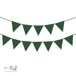 ScotsTee Shop Scottish Muir Ancient Tartan Triangle Flags Tartan Bunting, Pennants (12pcs)