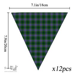 ScotsTee Shop Scottish Wishart Hunting SC Tartan Triangle Flags Tartan Bunting, Pennants (12pcs)