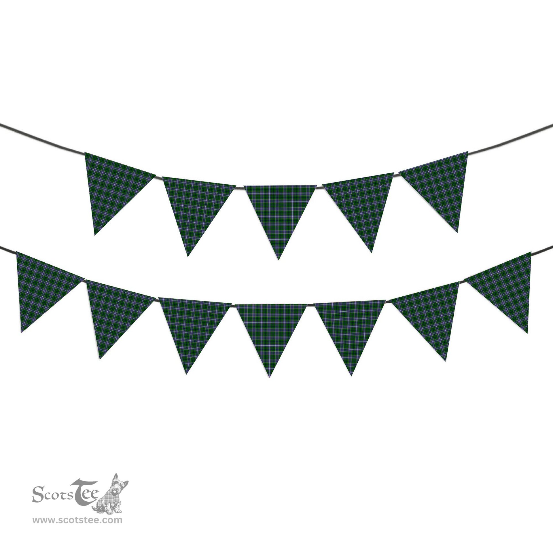 ScotsTee Shop Scottish Wishart Hunting SC Tartan Triangle Flags Tartan Bunting, Pennants (12pcs)