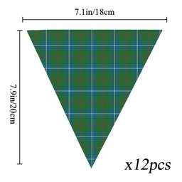 ScotsTee Shop Scottish Irvine of Bonshaw Tower Ancient Tartan Triangle Flags Tartan Bunting, Pennants (12pcs)