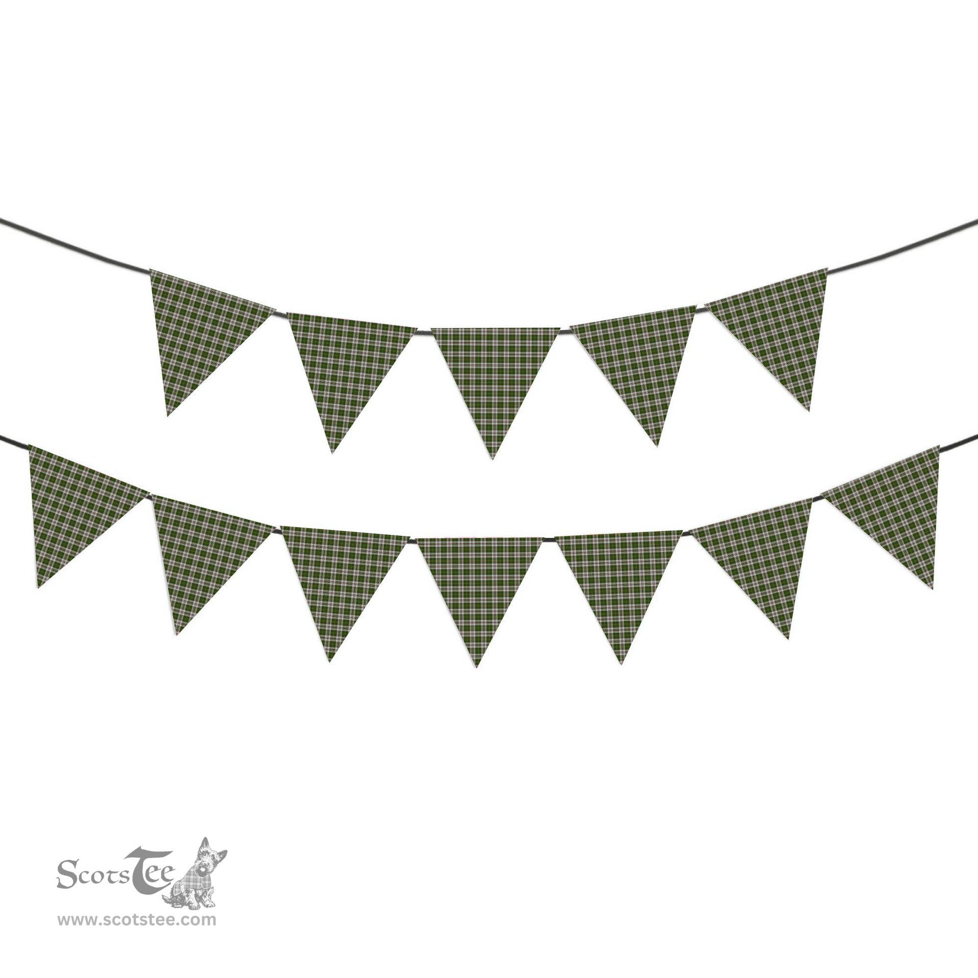 ScotsTee Shop Scottish Hay White Dress Tartan Triangle Flags Tartan Bunting, Pennants (12pcs)