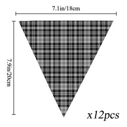ScotsTee Shop Scottish Scott B&W 1850 Tartan Triangle Flags Tartan Bunting, Pennants (12pcs)