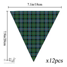 ScotsTee Shop Scottish McCallum Ancient Tartan Triangle Flags Tartan Bunting, Pennants (12pcs)
