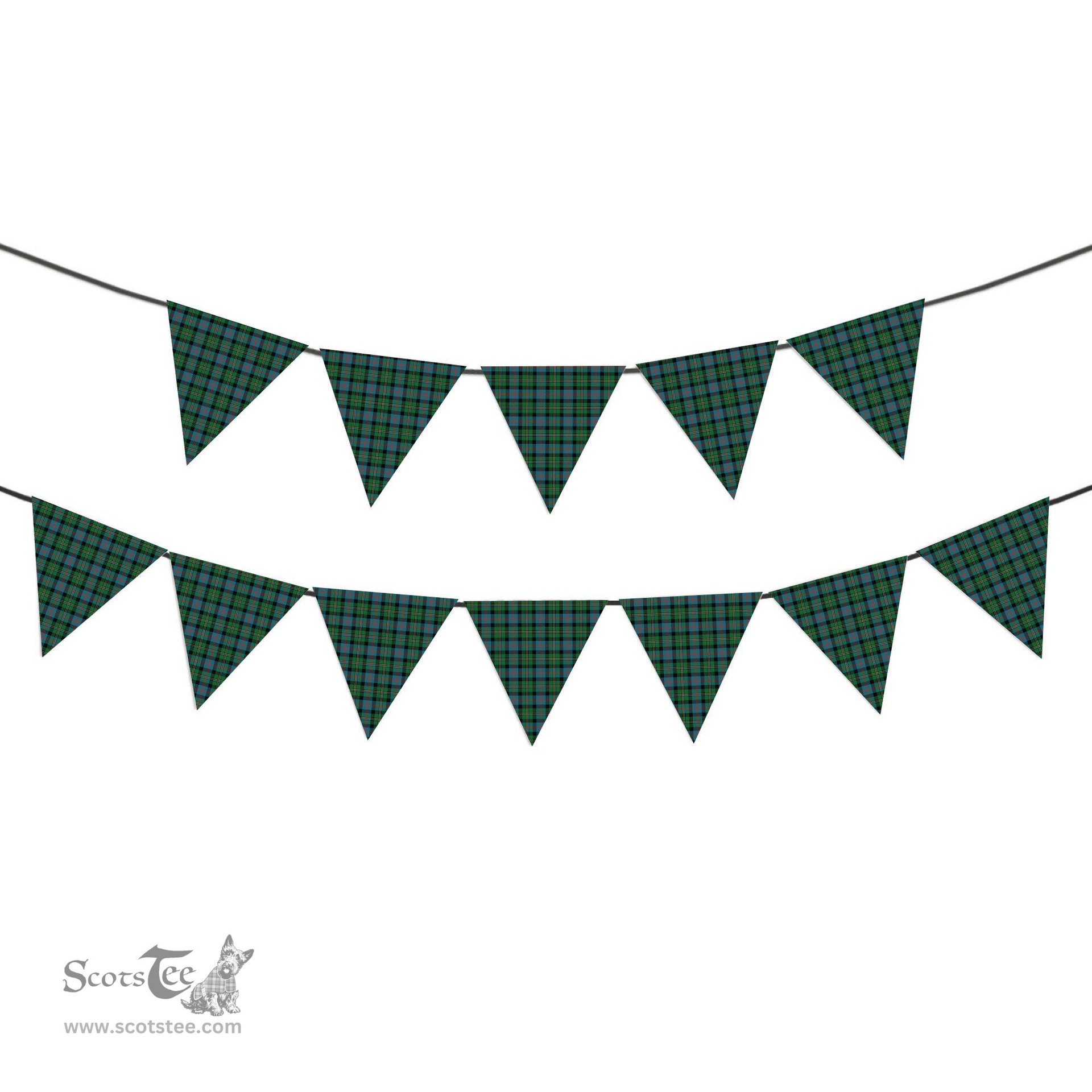 ScotsTee Shop Scottish McCallum Ancient Tartan Triangle Flags Tartan Bunting, Pennants (12pcs)
