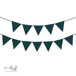 ScotsTee Shop Scottish Stephenson Hunting Red Stripe Tartan Triangle Flags Tartan Bunting, Pennants (12pcs)