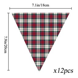 ScotsTee Shop Scottish Rose Dress Modern Tartan Triangle Flags Tartan Bunting, Pennants (12pcs)