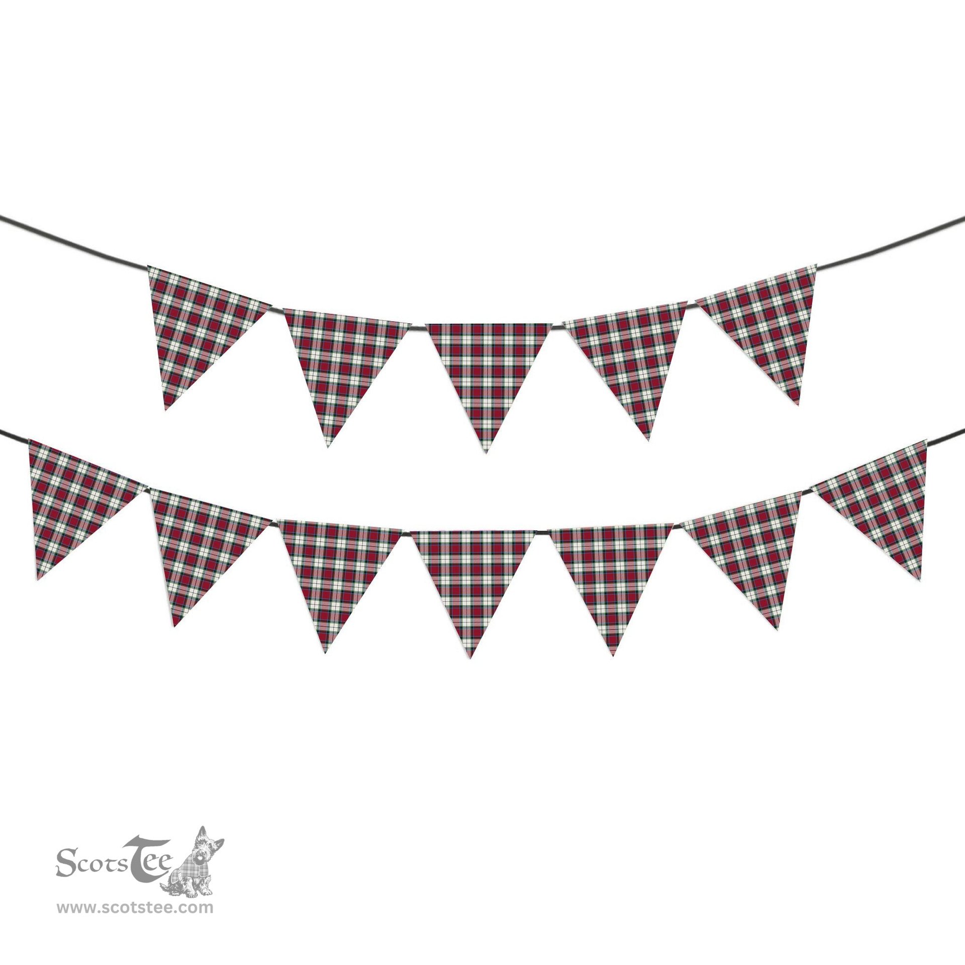 ScotsTee Shop Scottish Rose Dress Modern Tartan Triangle Flags Tartan Bunting, Pennants (12pcs)