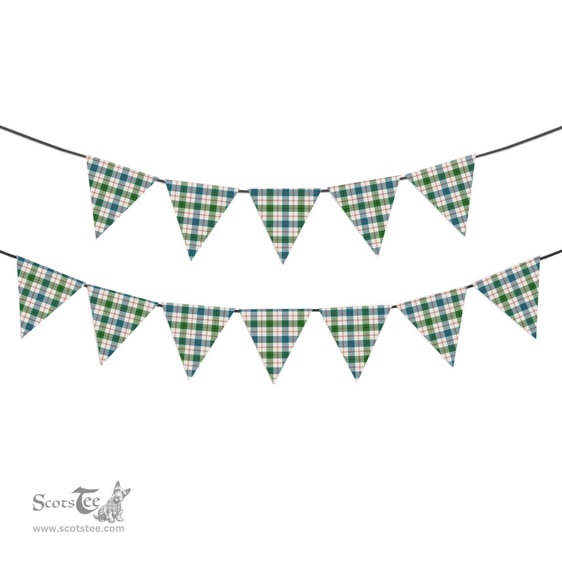 ScotsTee Shop Scottish Guthrie Dress Ancient Tartan Triangle Flags Tartan Bunting, Pennants (12pcs)