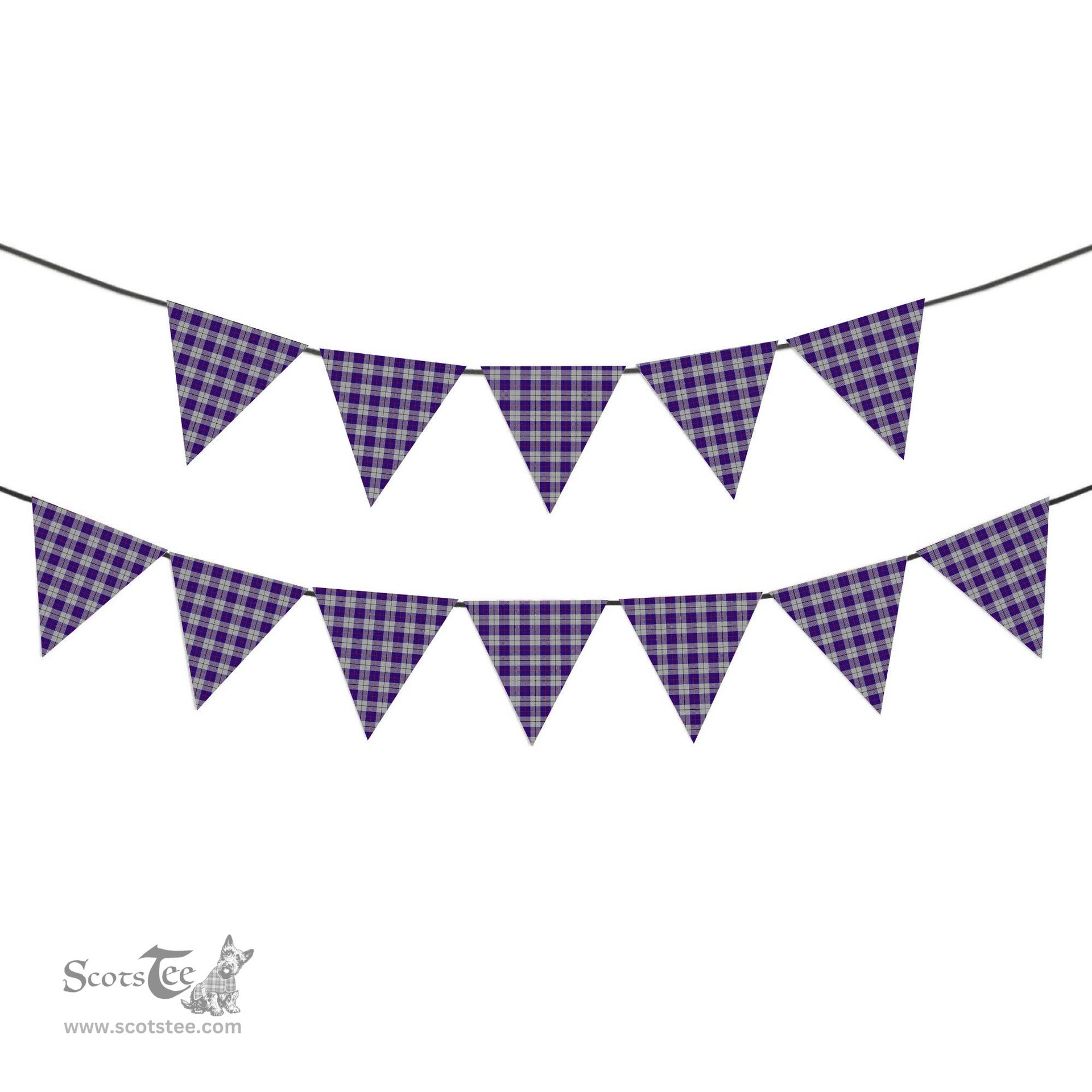 ScotsTee Shop Scottish MacRae Dress Purple 1 Tartan Triangle Flags Tartan Bunting, Pennants (12pcs)
