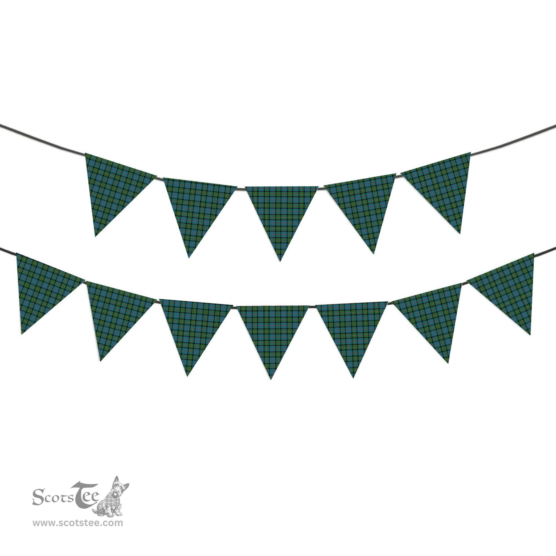 ScotsTee Shop Scottish MacPhail Hunting Ancient Tartan Triangle Flags Tartan Bunting, Pennants (12pcs)