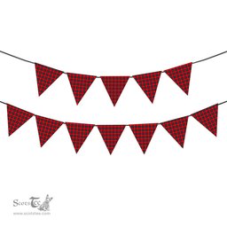 ScotsTee Shop Scottish Ruthven Modern Tartan Triangle Flags Tartan Bunting, Pennants (12pcs)