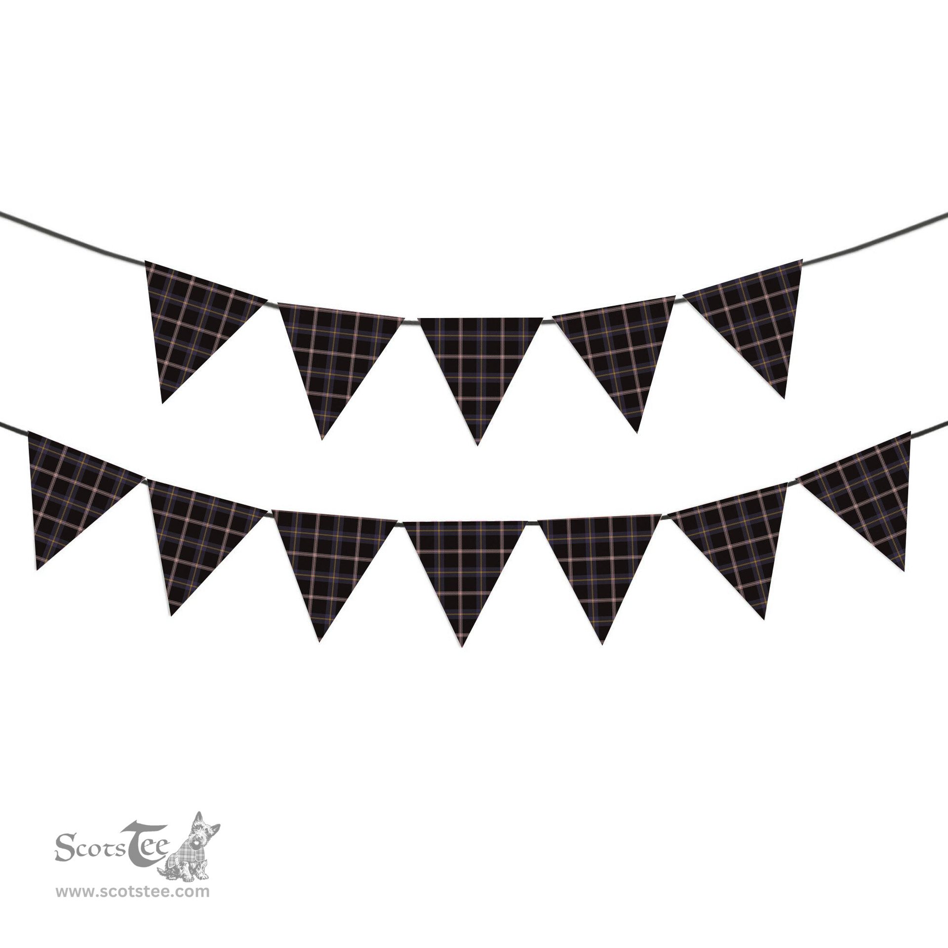 ScotsTee Shop Scottish Navy Dress Blue Tartan Triangle Flags Tartan Bunting, Pennants (12pcs)