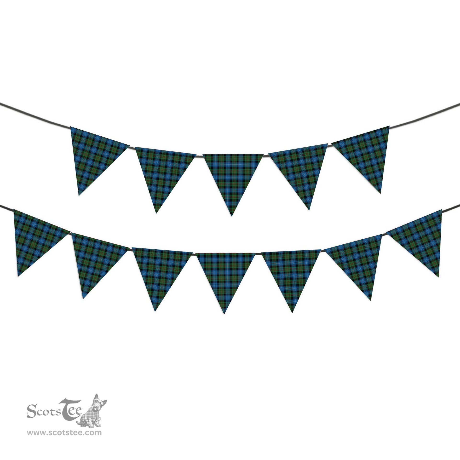 ScotsTee Shop Scottish Young Melvina Ancient Tartan Triangle Flags Tartan Bunting, Pennants (12pcs)