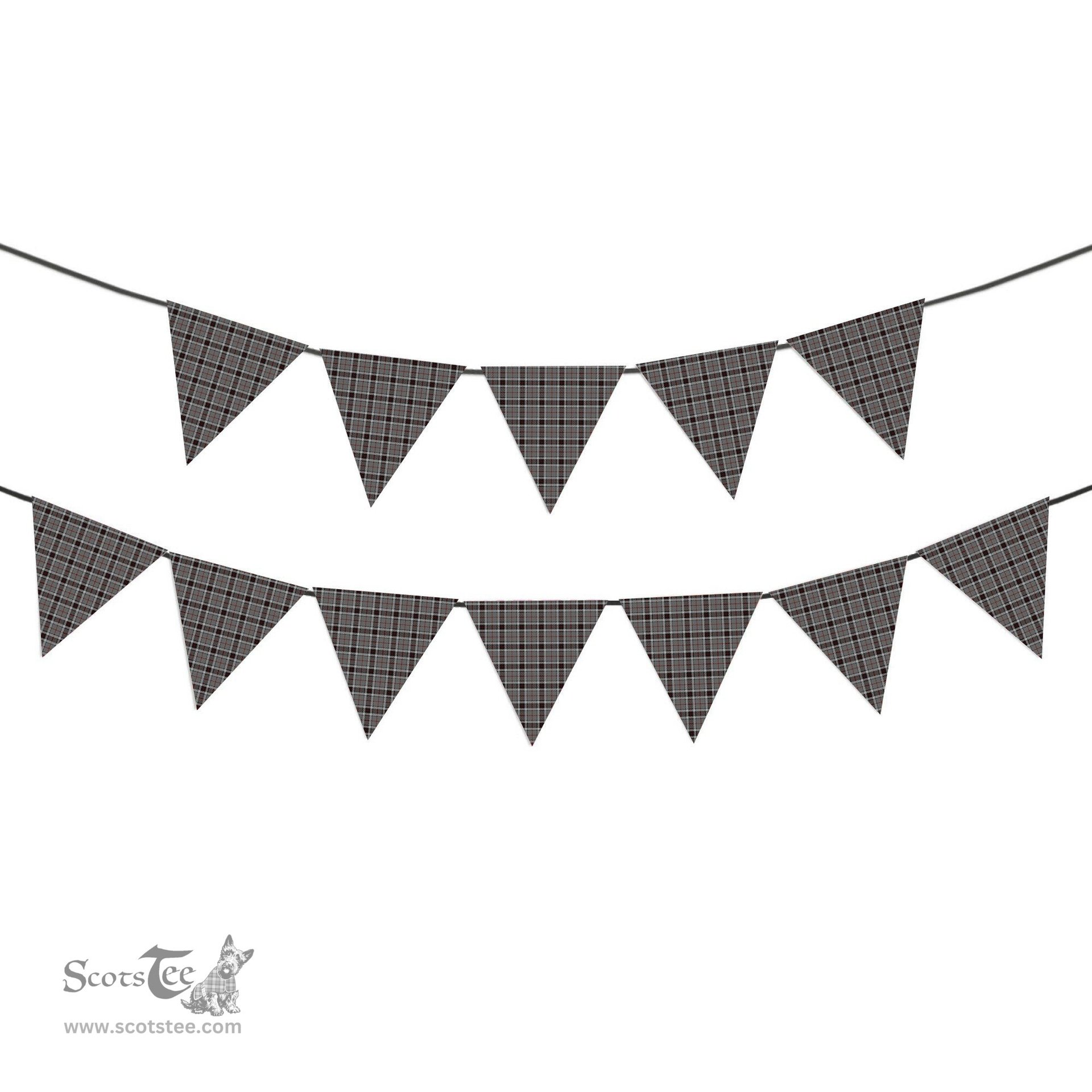 ScotsTee Shop Scottish Thompson Grey Dress Tartan Triangle Flags Tartan Bunting, Pennants (12pcs)