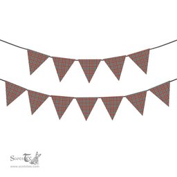 ScotsTee Shop Scottish Hamilton Red Modern Tartan Triangle Flags Tartan Bunting, Pennants (12pcs)