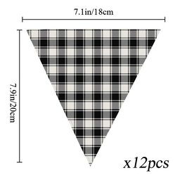 ScotsTee Shop Scottish MacFie Black & White Modern Tartan Triangle Flags Tartan Bunting, Pennants (12pcs)