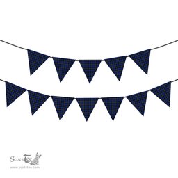 ScotsTee Shop Scottish Ramsay Blue Modern Tartan Triangle Flags Tartan Bunting, Pennants (12pcs)