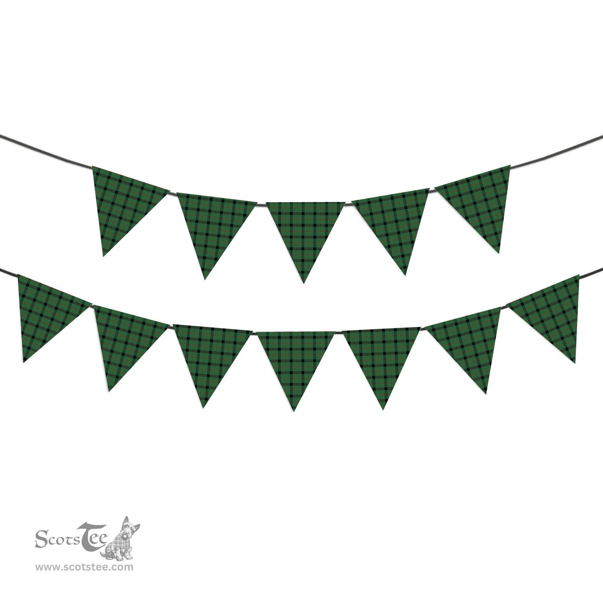 ScotsTee Shop Scottish Kincaid Modern Tartan Triangle Flags Tartan Bunting, Pennants (12pcs)