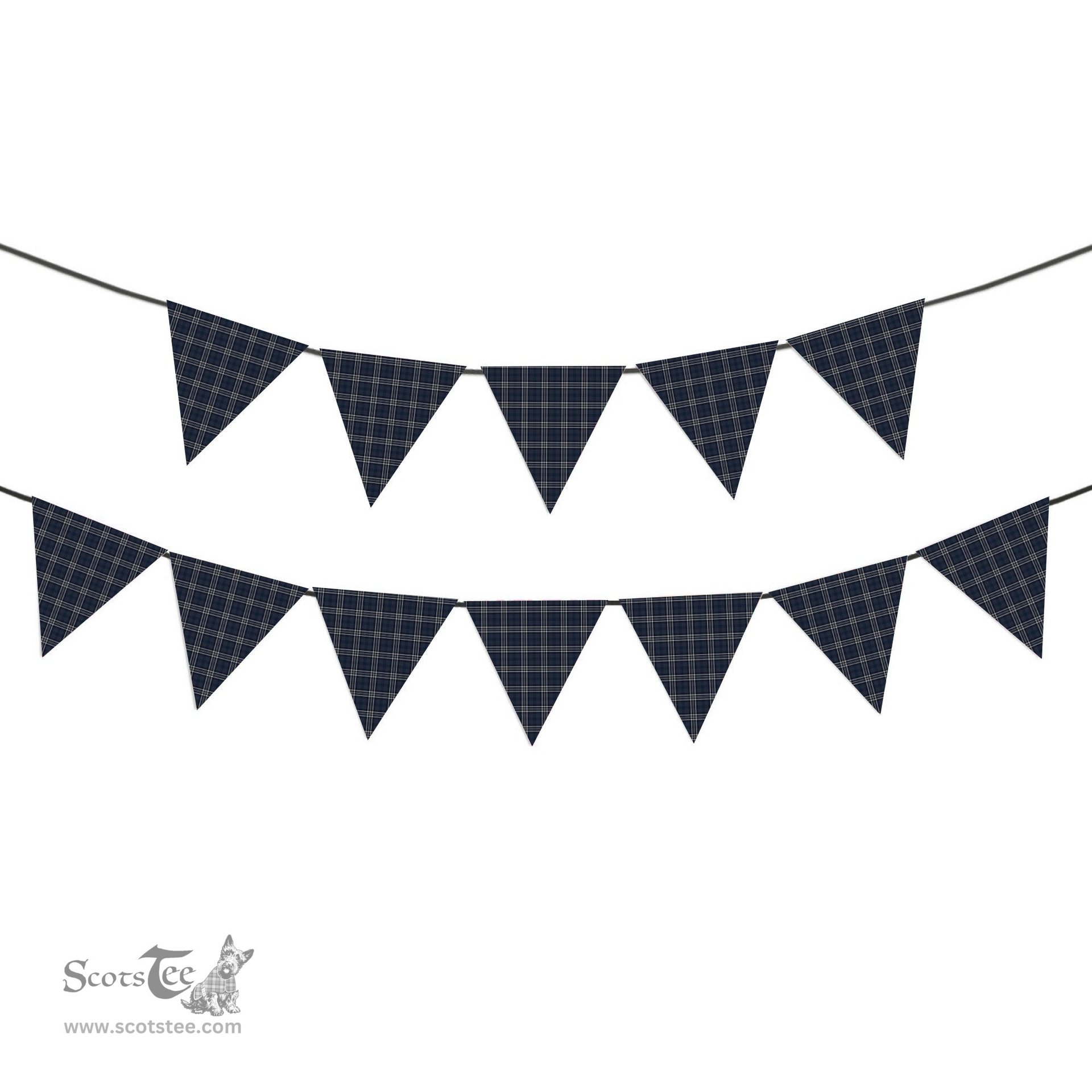 ScotsTee Shop Scottish Navy Formal Dress Tartan Triangle Flags Tartan Bunting, Pennants (12pcs)