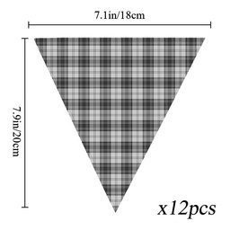 ScotsTee Shop Scottish Sandilands Grey Tartan Triangle Flags Tartan Bunting, Pennants (12pcs)