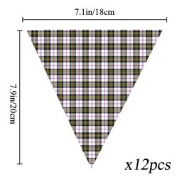 ScotsTee Shop Scottish MacPherson Dress Modern Tartan Triangle Flags Tartan Bunting, Pennants (12pcs)