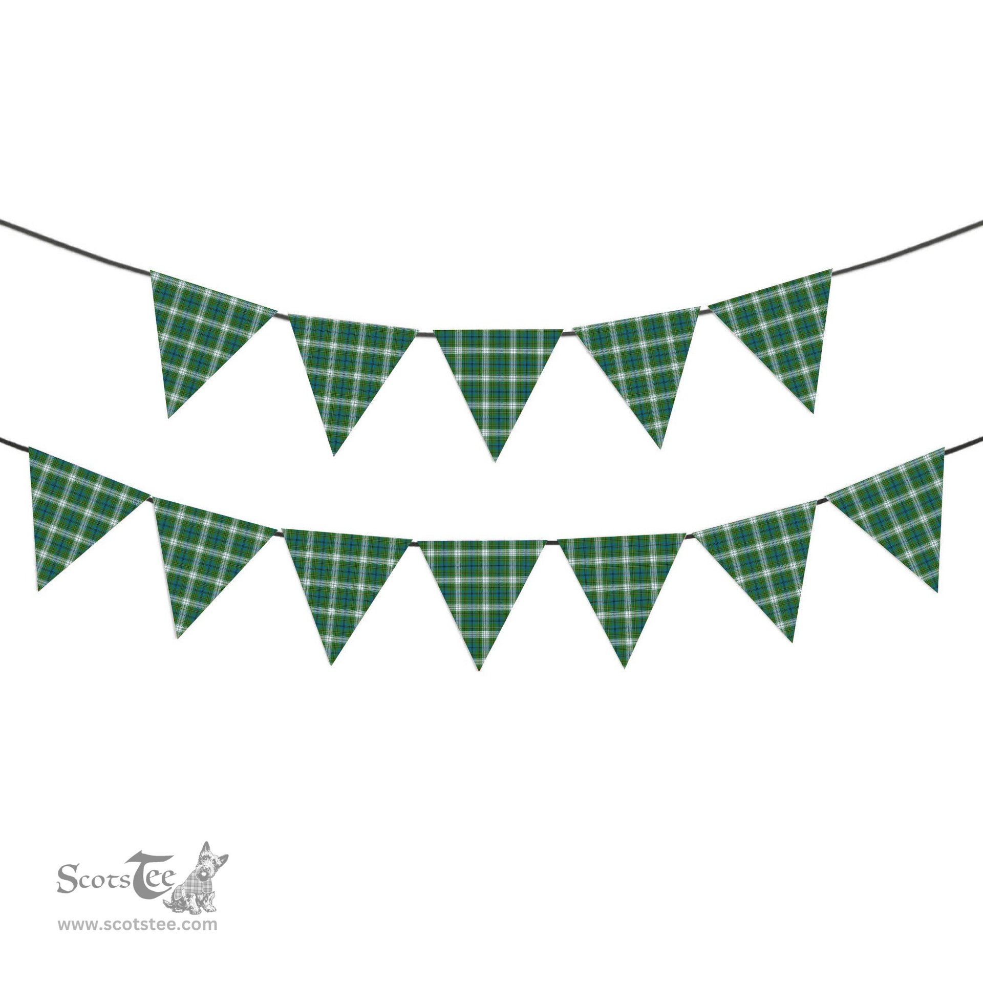 ScotsTee Shop Scottish Johnstone Dress Ancient Tartan Triangle Flags Tartan Bunting, Pennants (12pcs)