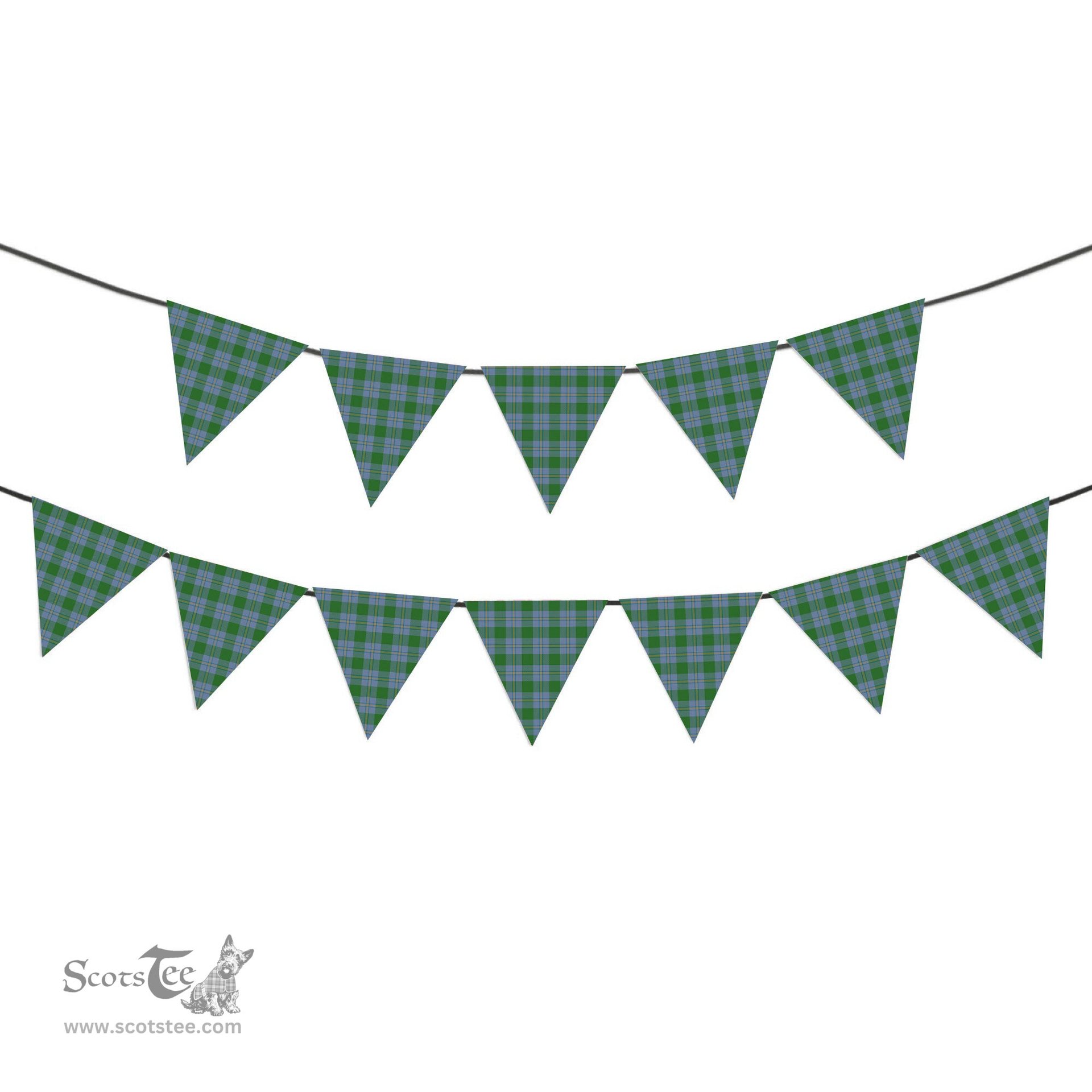 ScotsTee Shop Scottish Irvine of Bonshaw Ancient Tartan Triangle Flags Tartan Bunting, Pennants (12pcs)