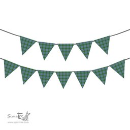 ScotsTee Shop Scottish Irvine of Bonshaw Ancient Tartan Triangle Flags Tartan Bunting, Pennants (12pcs)