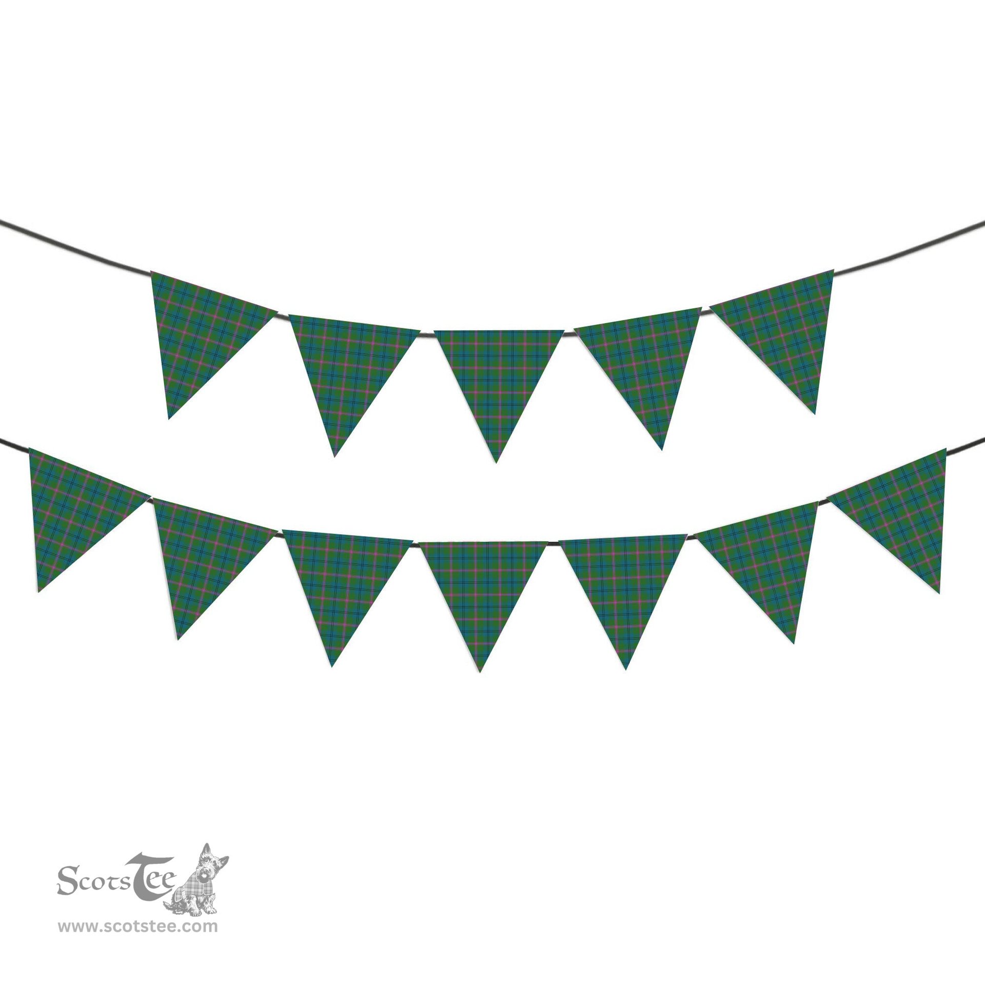 ScotsTee Shop Scottish Laurie (Lawrie) Ancient Clan Tartan Triangle Flags Tartan Bunting, Pennants (12pcs)