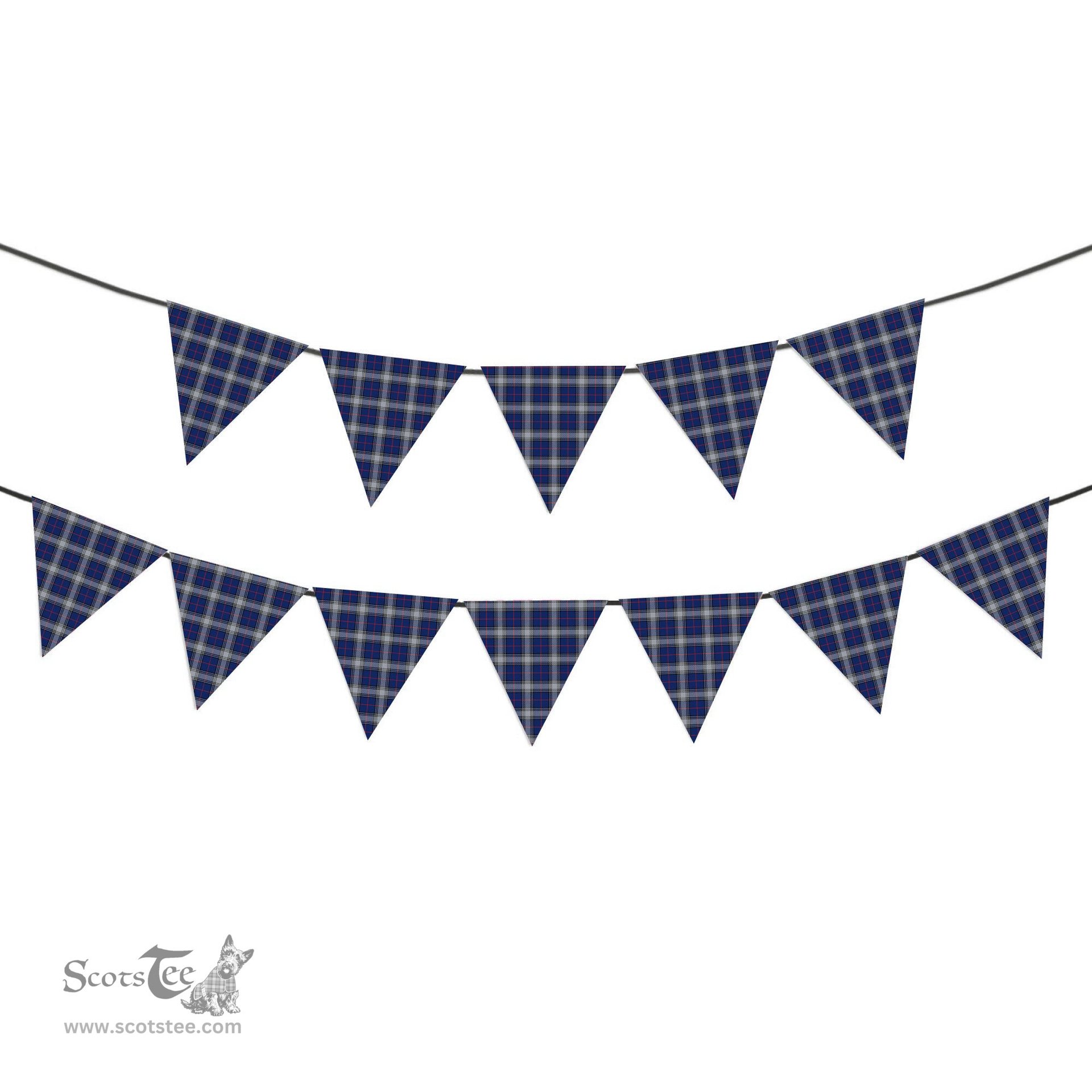 ScotsTee Shop Scottish Kinnaird Modern Tartan Triangle Flags Tartan Bunting, Pennants (12pcs)