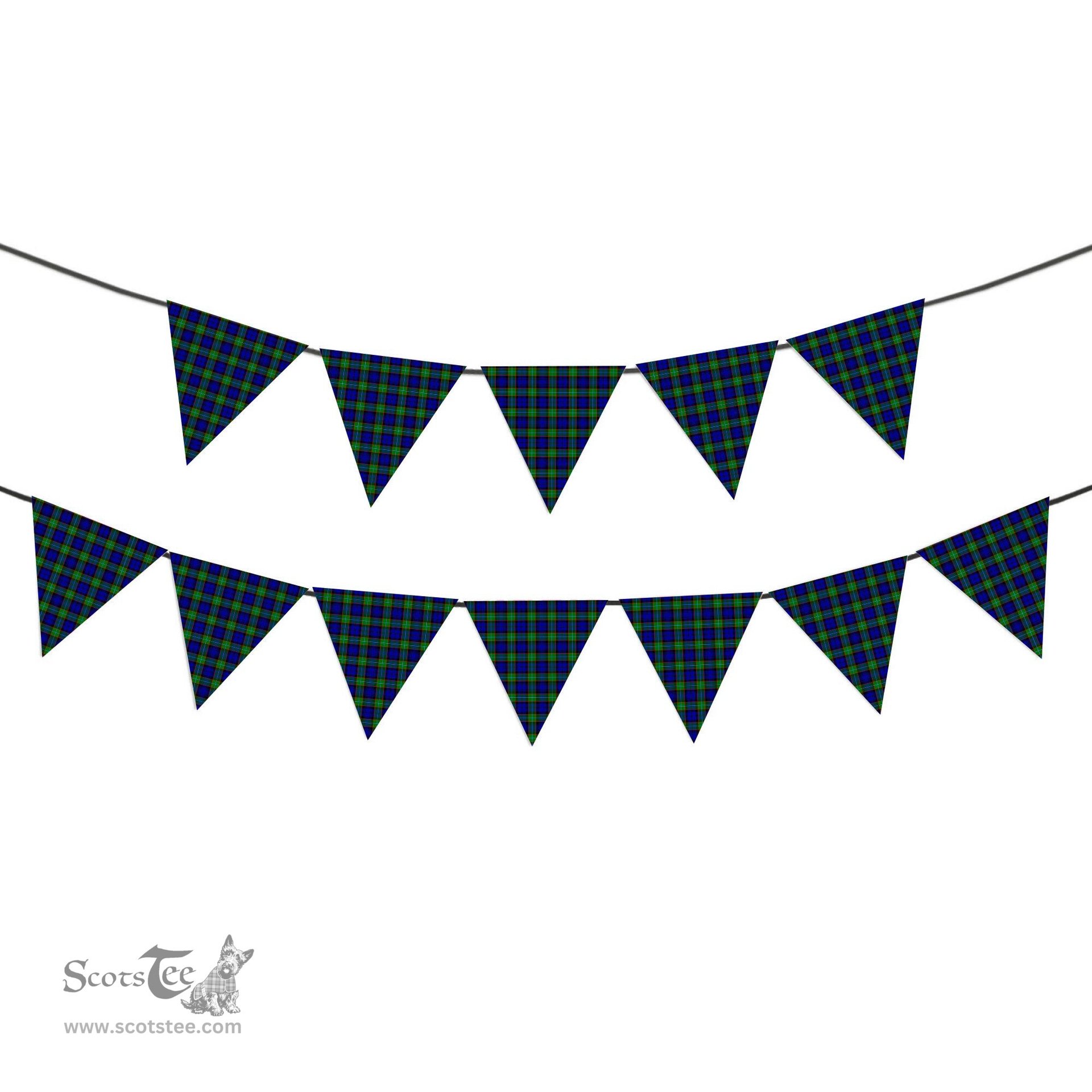 ScotsTee Shop Scottish Sempill Modern Tartan Triangle Flags Tartan Bunting, Pennants (12pcs)
