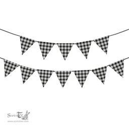 ScotsTee Shop Scottish McFarland Black White Tartan Triangle Flags Tartan Bunting, Pennants (12pcs)