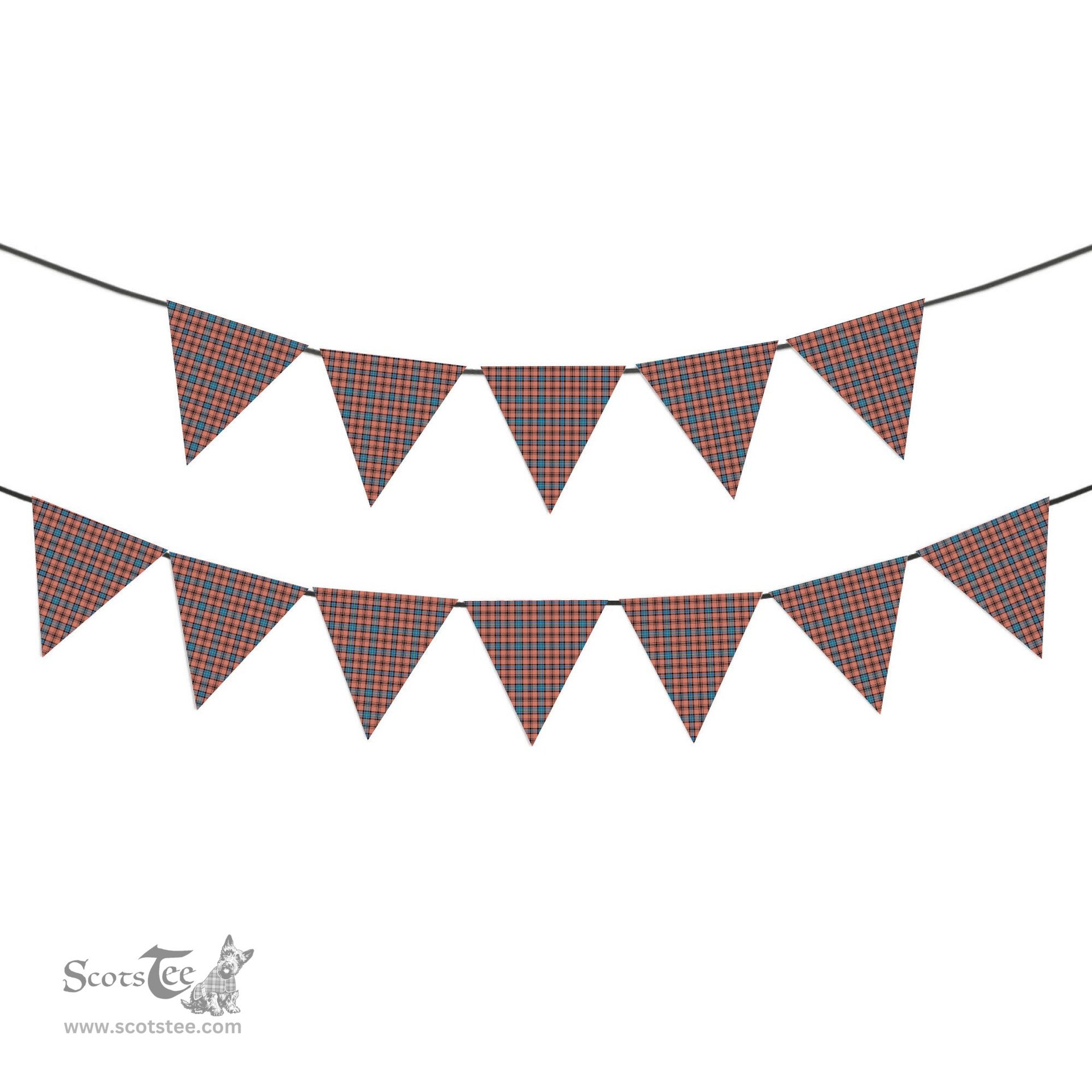 ScotsTee Shop Scottish Hannay Dress Modern Tartan Triangle Flags Tartan Bunting, Pennants (12pcs)