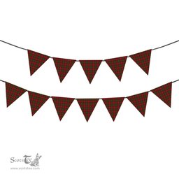 ScotsTee Shop Scottish Shaw of Tordarroch Red Dress Tartan Triangle Flags Tartan Bunting, Pennants (12pcs)
