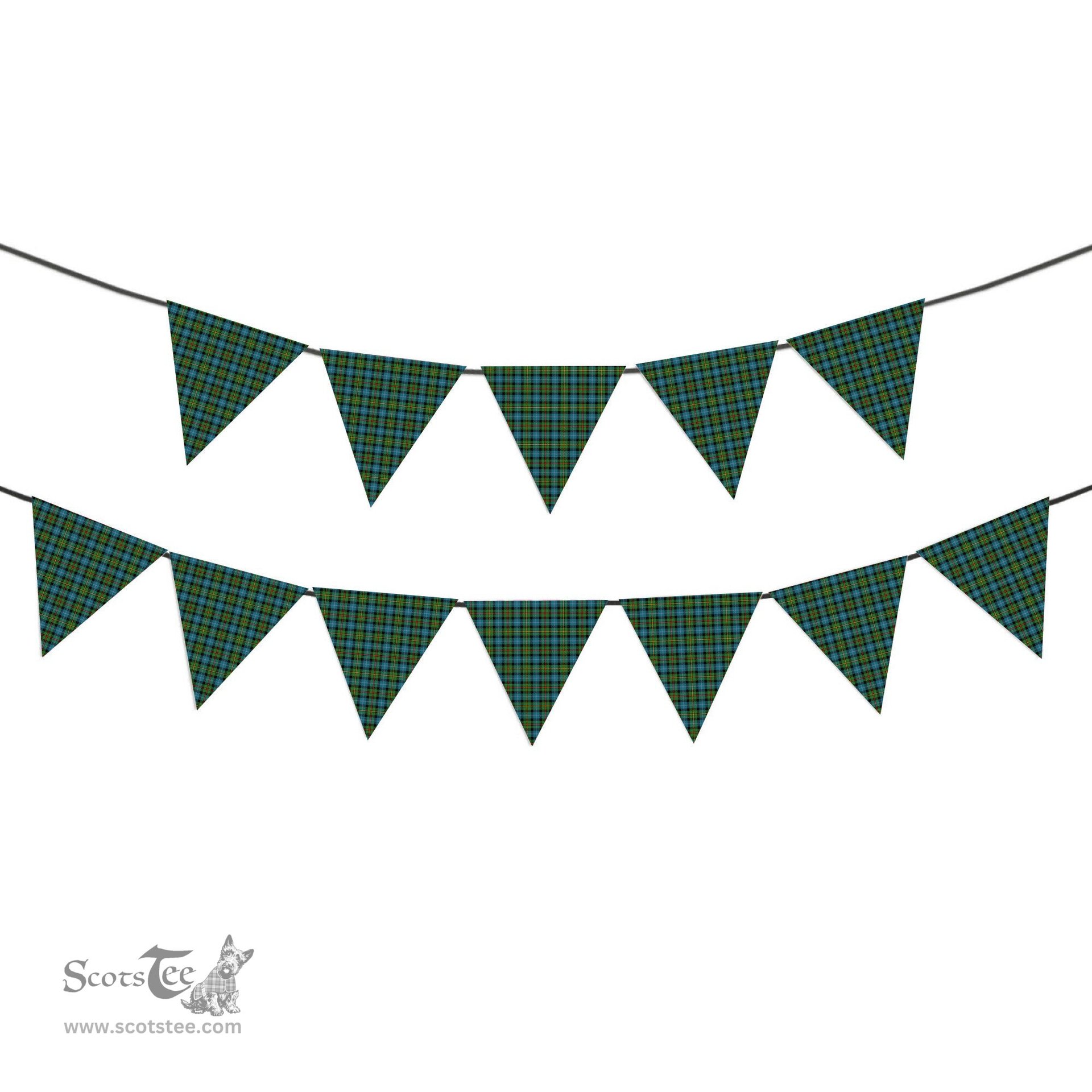 ScotsTee Shop Scottish Gow Hunting Ancient Tartan Triangle Flags Tartan Bunting, Pennants (12pcs)