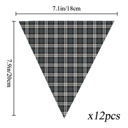 ScotsTee Shop Scottish McCandlish Arisaid Grey Tartan Triangle Flags Tartan Bunting, Pennants (12pcs)