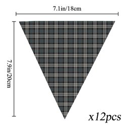 ScotsTee Shop Scottish McCandlish Dress Grey Tartan Triangle Flags Tartan Bunting, Pennants (12pcs)