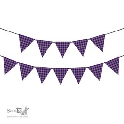 ScotsTee Shop Scottish Menzies Mauve and White Tartan Triangle Flags Tartan Bunting, Pennants (12pcs)