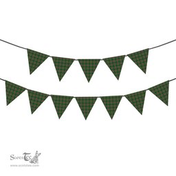ScotsTee Shop Scottish Gray Hunting SC Tartan Triangle Flags Tartan Bunting, Pennants (12pcs)