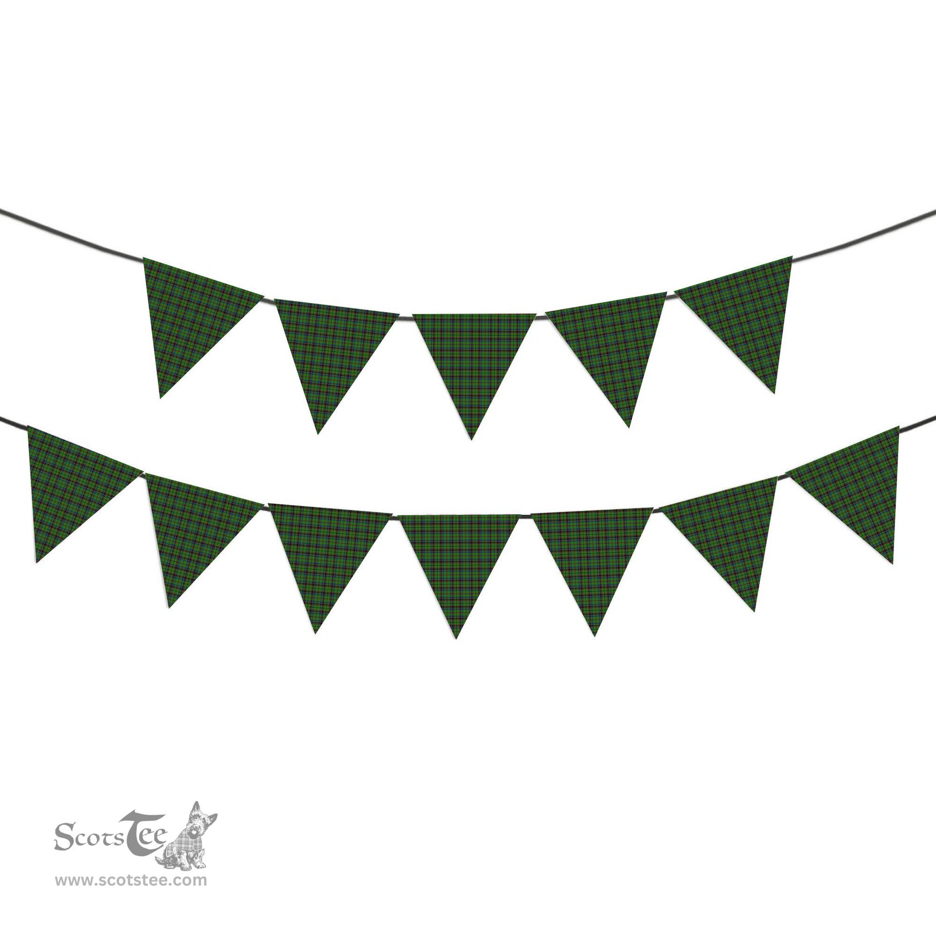 ScotsTee Shop Scottish Stevenson Green Tartan Triangle Flags Tartan Bunting, Pennants (12pcs)