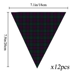 ScotsTee Shop Scottish MacArthur of Milton Hunting Tartan Triangle Flags Tartan Bunting, Pennants (12pcs)