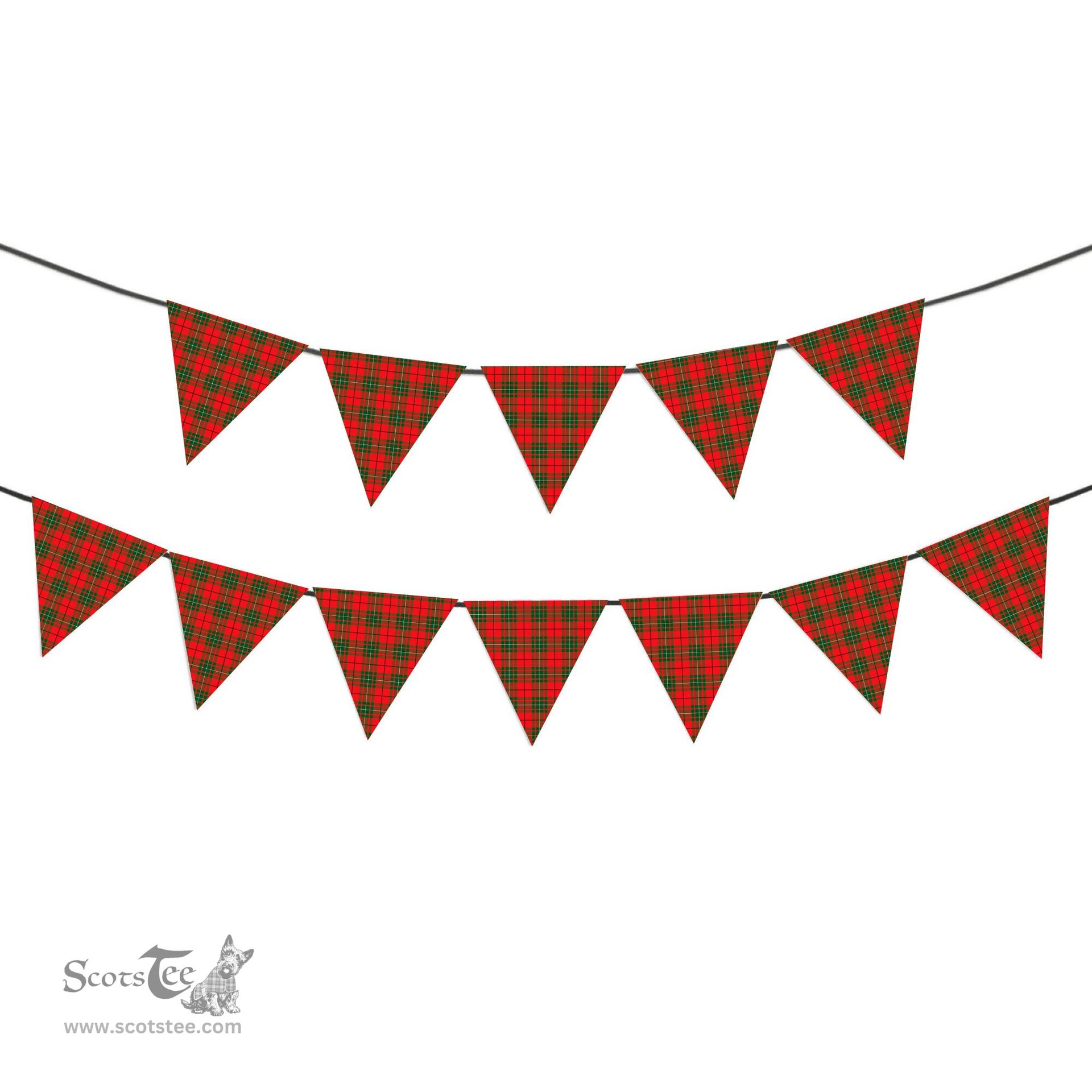 ScotsTee Shop Scottish McAuley Modern Tartan Triangle Flags Tartan Bunting, Pennants (12pcs)