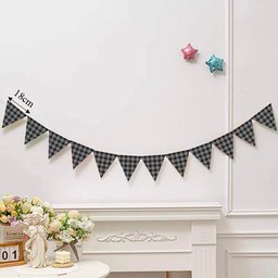 ScotsTee Shop Scottish Menzies Black and White Tartan Triangle Flags Tartan Bunting, Pennants (12pcs)